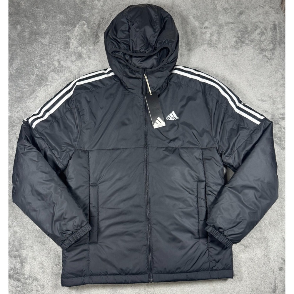 SIZE S - NWT ADIDAS Essential Insulated Hood Jacket Puffer Winter Black GH4601